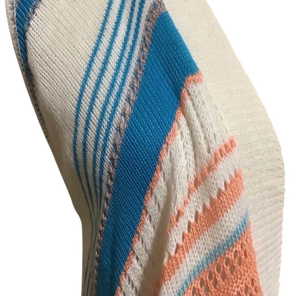 Say What? Open Front Boho Blue and White Striped Knit Cardigan Vest S - Picture 3 of 8